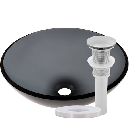 Novatto NERA Glass Vessel Bathroom Sink Set, Brushed Nickel TIS-168GBN